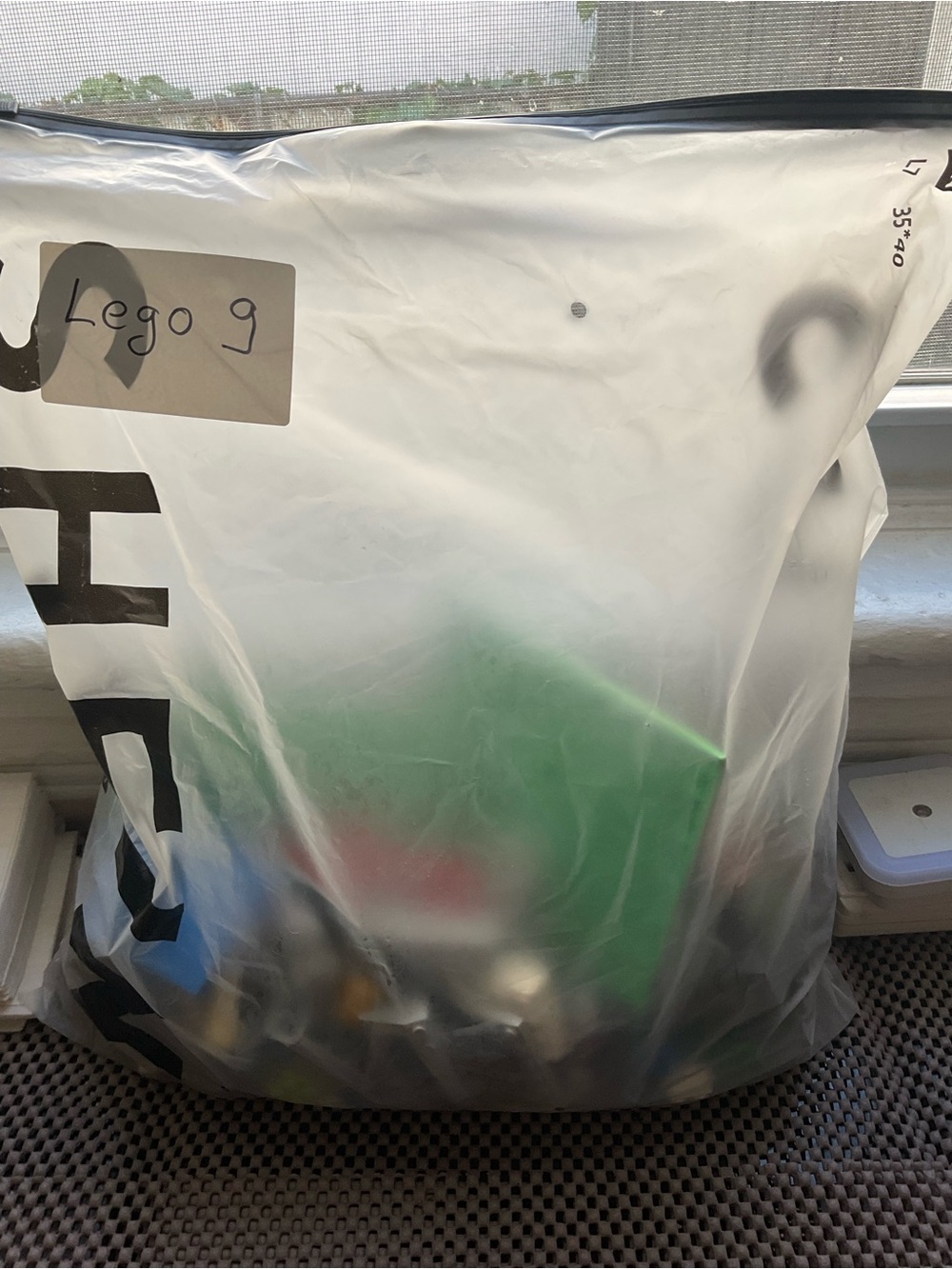 Lego Green White Red Blue Building Bricks Bag